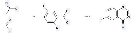 6-Iodoquinazolin-4-one can be prepared by 2-Amino-5-iodo-benzoic acid with Essigsaeure, Formamid. 